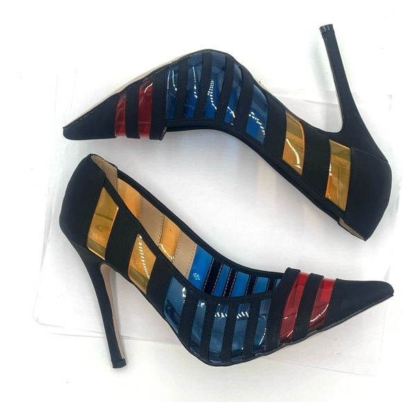 NIB Chase & Chloe Plam Striped Pumps Size 9 - Picture 5 of 11